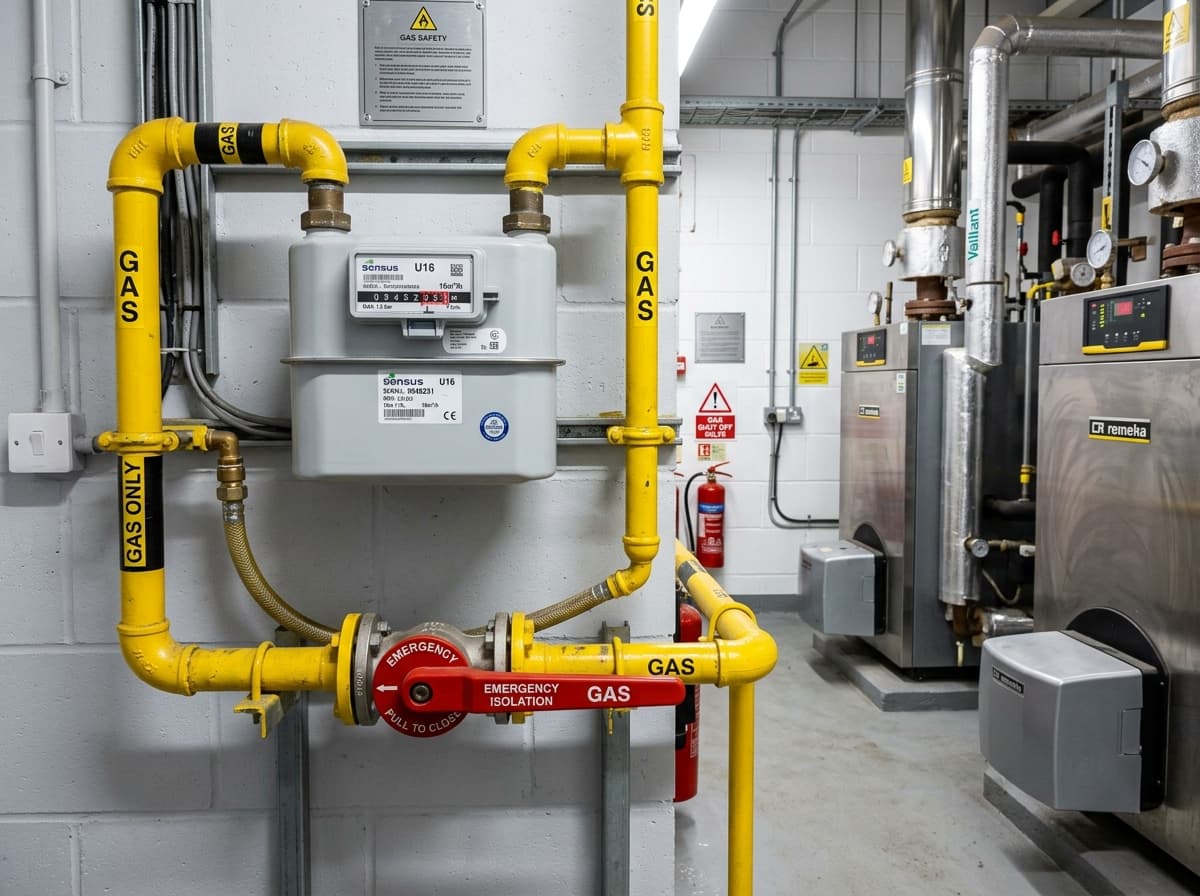 Commercial gas meter and pipework