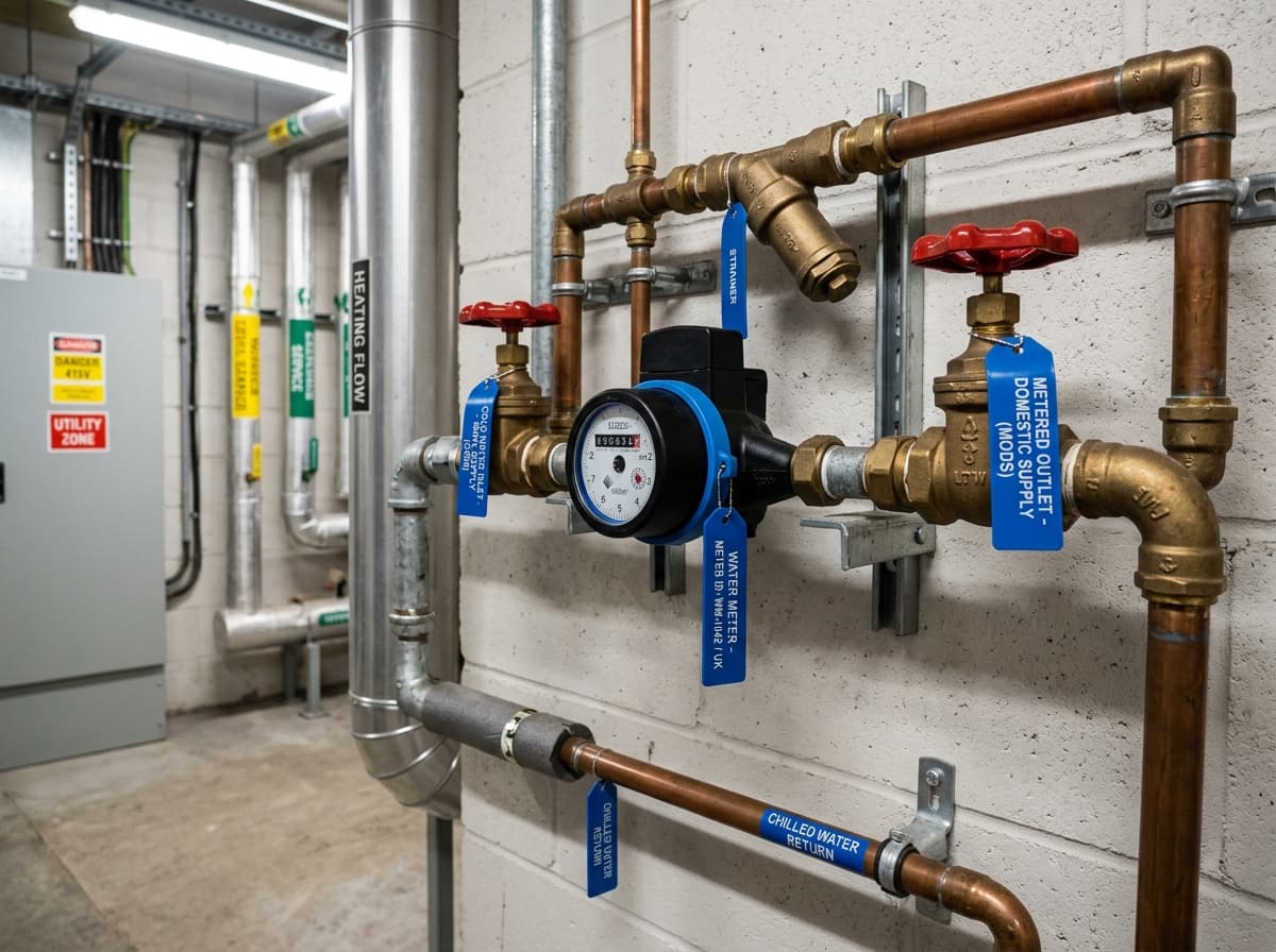 Commercial water meter and pipe installation